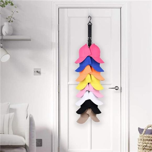 Closet Hanging Cap Organizer, 16 Baseball Cap Rack, Closet Hook Cap Holder Hat - Picture 6 of 16